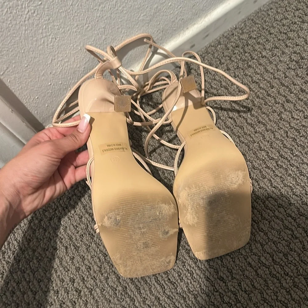 Ankle strap nude heels